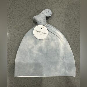 Lou Lou & Company Baby Newborn-3 Month Top Knot Hat Tie Bentley Grey Marble.